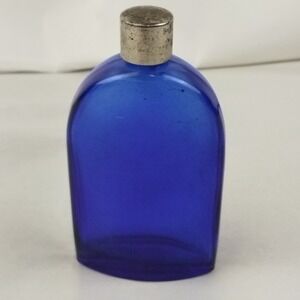 Vintage Bourjois Cobalt Blue Perfume Bottle Empty w/ Cap Glass Decor Small